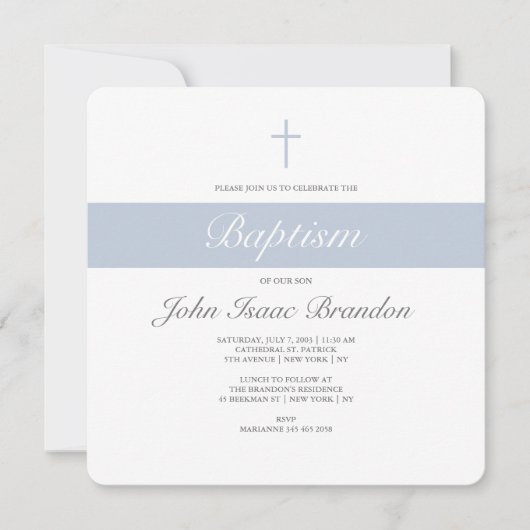 エレガンスシンプルバプテスマの招待 – ボーイズ 招待状 (正面)