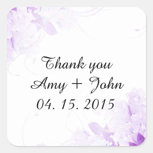 エレガンスシンプルバラのステッ結婚カーラベルvr4 スクエアシール (正面)