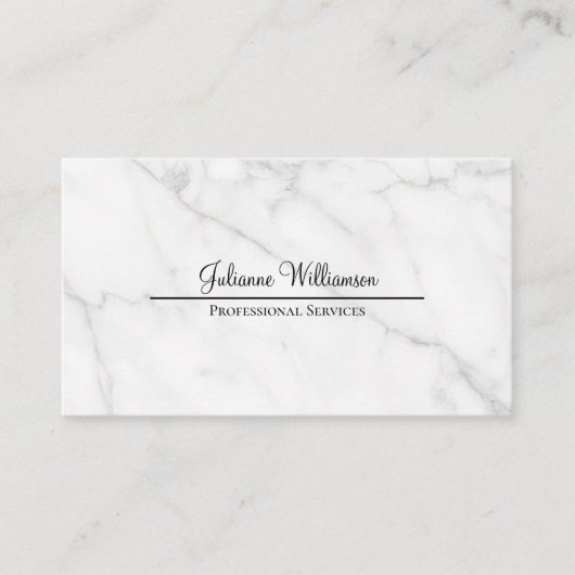 エレガンスシンプルホワイトマーブル情報オンバック 名刺 (正面)