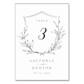 エレガンスシンプルボタニッククレストモノグラム結婚ズ テーブルナンバー (裏面)