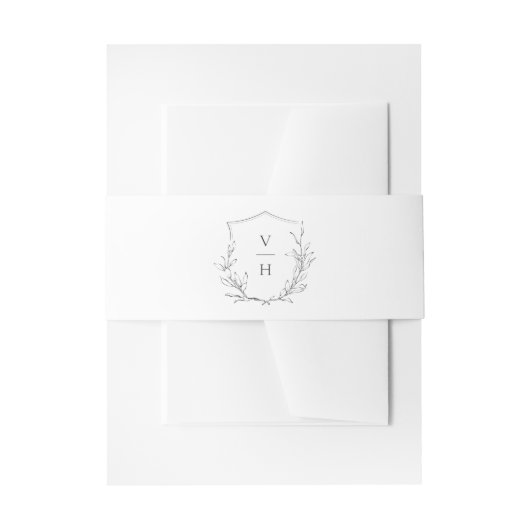 エレガンスシンプルボタニッククレストモノグラム結婚ズ 招待状ベリーバンド (正面例)