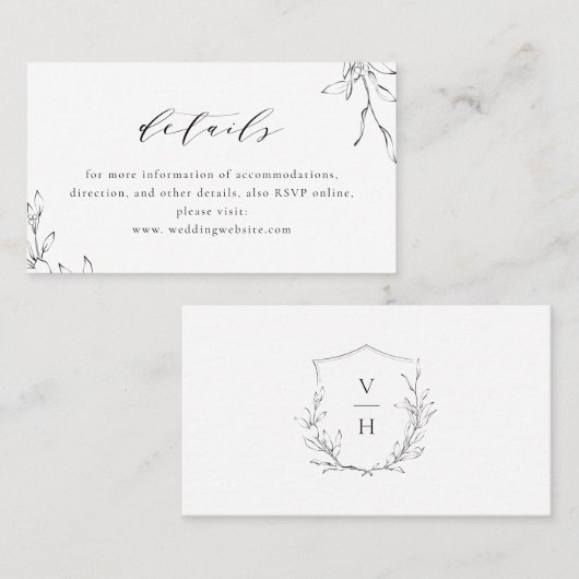 エレガンスシンプルボタニッ結婚クの詳細カード プレイスカード (正面/裏面)