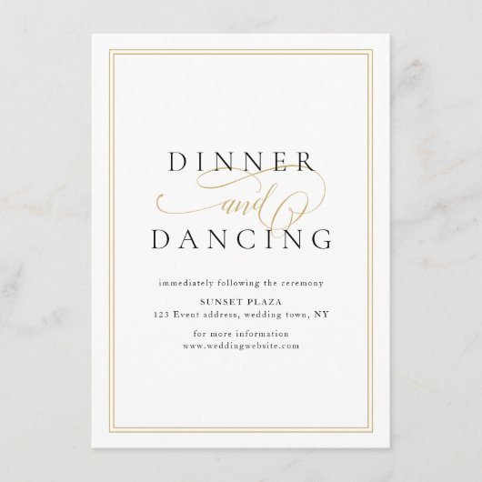 エレガンスシンプルロマンチックなスクリプトウェディングレセプション エンクロージャーカード (正面)