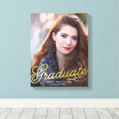 エレガンスシンプル写真卒業金ゴールドスクリプト キャンバスプリント (インサイチュ (ウッドフロア))
