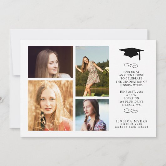 エレガンスシンプル、卒業写真の発表 招待状 (裏面)