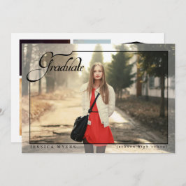 エレガンスシンプル、卒業写真の発表 招待状
