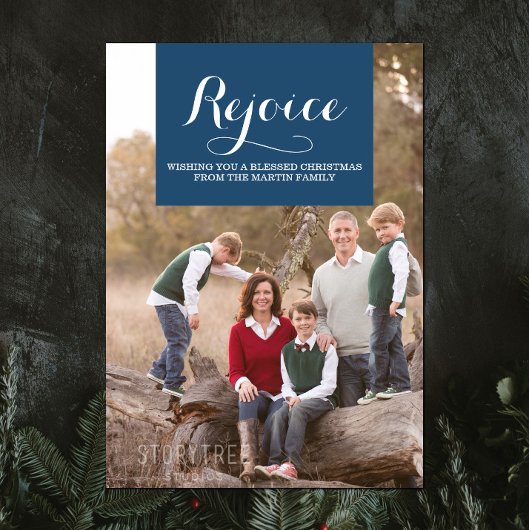 エレガンススクエアドホリデーフォトカード|青 シーズンカード