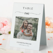 エレガンススクリプト結婚写真のテーブル番号1