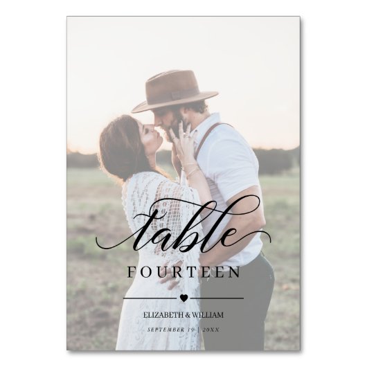 エレガンススクリプフェイクトVellumエフェクトフォト結婚ズ テーブルナンバー (正面)