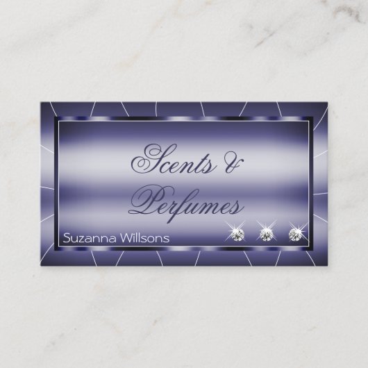 エレガンススタイリッシュブルーフェイク（ダイヤモンドと写真） 名刺 (正面)