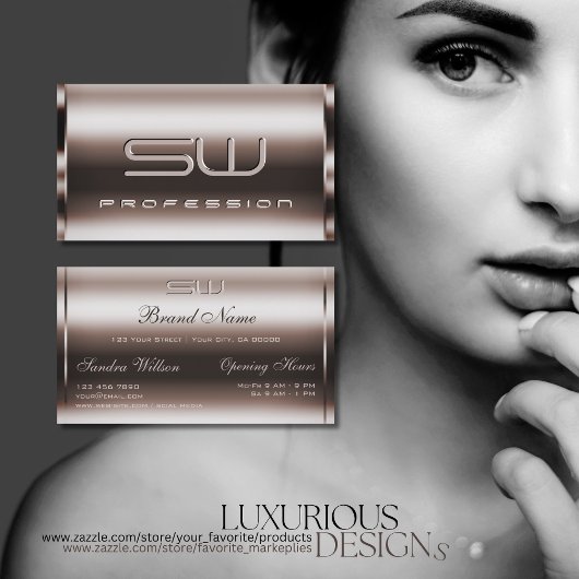 エレガンスダークバラ金ゴールドフェイクと3Dイニシャルノーブル 名刺