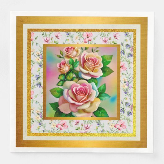 エレガンスバラピンクアンドイエローウォーターカラーパステル (正面)