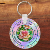 エレガンスバラピンクアンドイエローウォーターカラーパステル キーホルダー (正面)
