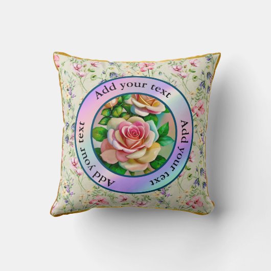 エレガンスバラピンクアンドイエローウォーターカラーパステル クッション (裏面)