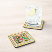 エレガンスバラピンクアンドイエローウォーターカラーパステル コースター (右側)