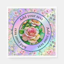 エレガンスバラピンクアンドイエローウォーターカラーパステル スタンダードランチョンナプキン