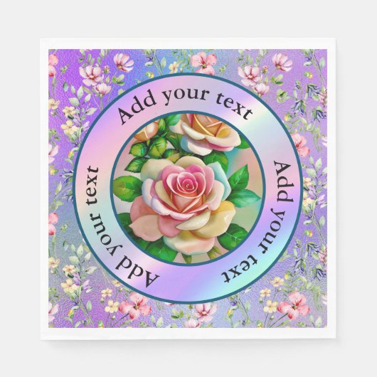 エレガンスバラピンクアンドイエローウォーターカラーパステル スタンダードランチョンナプキン (正面)