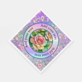 エレガンスバラピンクアンドイエローウォーターカラーパステル スタンダードランチョンナプキン (角)