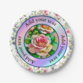 エレガンスバラピンクアンドイエローウォーターカラーパステル ペーパープレート (正面)