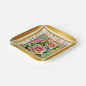 エレガンスバラピンクアンドイエローウォーターカラーパステル ペーパープレート (傾斜あり)