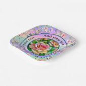 エレガンスバラピンクアンドイエローウォーターカラーパステル ペーパープレート (傾斜あり)