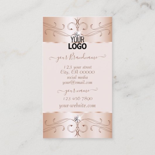 エレガンスバラ金ゴールド華美オーナメント追加ロゴノーブル 名刺 (裏面)