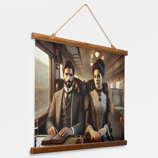エレガンスビクトリアンオンヴィンテージ列車の旅 吊り下げ型タペストリー (傾斜あり)
