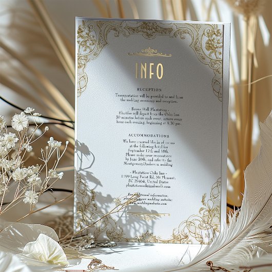 エレガンスビクトリアン結婚の情報カード 箔招待状