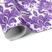 エレガンスビクトリアン：紫と紫の花 ラッピングペーパー (ロールコーナー)