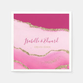 エレガンスピモダンンク&金ゴールドアガテストーンズ結婚ーズ スタンダードカクテルナプキン (正面)