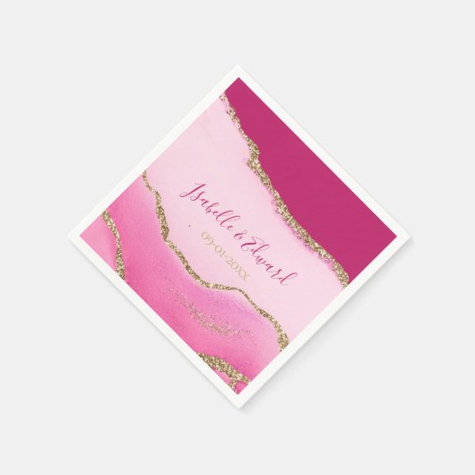 エレガンスピモダンンク&金ゴールドアガテストーンズ結婚ーズ スタンダードカクテルナプキン (角)