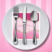 エレガンスピモダンンク&金ゴールドアガテストーンズ結婚ーズ スタンダードカクテルナプキン