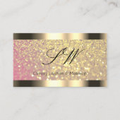 エレガンスピンク薄紫ゴールデングリッターとイニシャル 名刺 (正面)