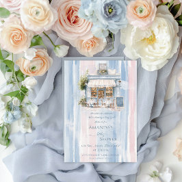 エレガンスフランスのカフェベビーシャワー 招待状