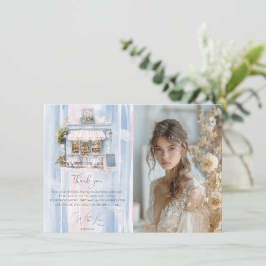 エレガンスフランスのカフェ誕生日 サンキューカード (スタンド正面)