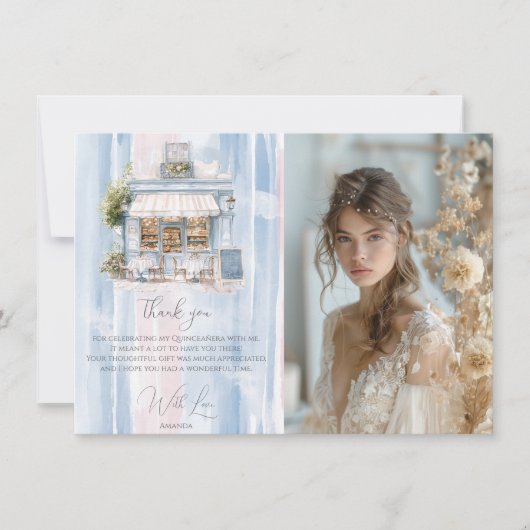 エレガンスフランスのカフェ誕生日 サンキューカード (正面)