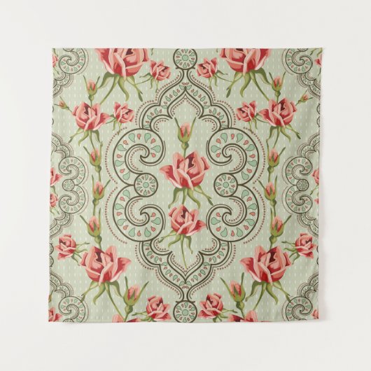 エレガンスフローラ:ヴィンテージシームレスな背景。 タペストリー (正面)