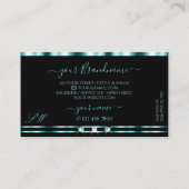 エレガンスブラックティール（緑がかった色）きらめくダイヤモンドイニシャル 名刺 (裏面)