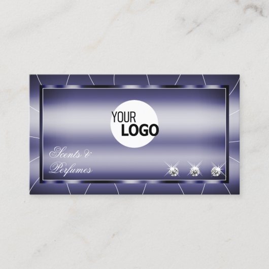 エレガンスブルースタイリッシュノーブル、ダイヤモンドとロゴ 名刺 (正面)