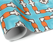 エレガンスブルーモダンオレンジホワイトアズレジョスタイル ラッピングペーパー (ロールコーナー)