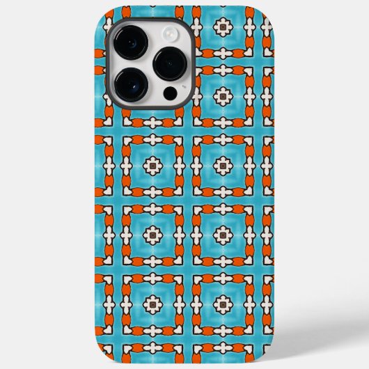 エレガンスブルーモダンオレンジホワイトアズレジョスタイル Case-Mate iPhoneケース (裏面)