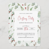 エレガンスホリーベリークリスマスパーティの招待状 シーズンカード (正面/裏面)