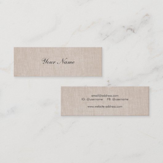 エレガンスミニマルリネンミニプロファイルカード スキニー名刺 (正面/裏面)