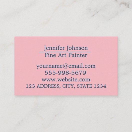 エレガンスモダンアーティストファインアートペインター赤面ピンク 名刺 (裏面)
