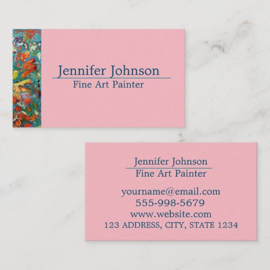 エレガンスモダンアーティストファインアートペインター赤面ピンク 名刺 (正面/裏面)