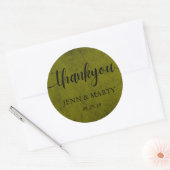エレガンスモダンオリーブグリ結婚ーンの感謝 ラウンドシール (封筒)