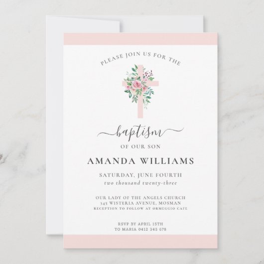 エレガンスモダンガールズバプテスマ招待状 招待状 (正面)