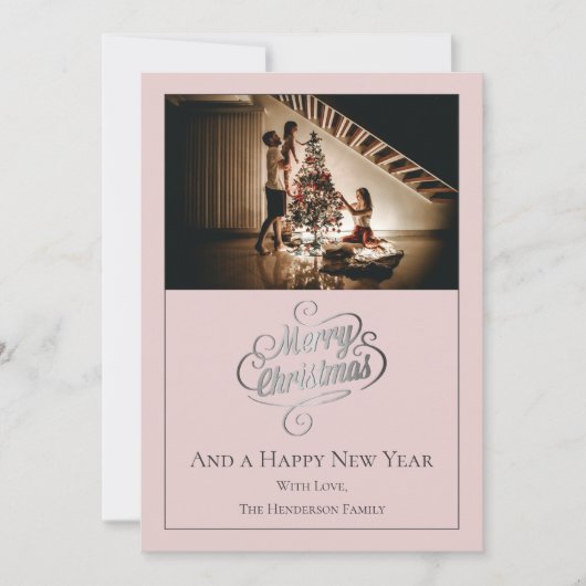 エレガンスモダンクリスマス写真 |ピンク シーズンカード (正面)