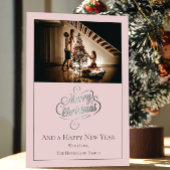 エレガンスモダンクリスマス写真 |ピンク シーズンカード