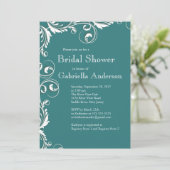 エレガンスモダンティール（緑がかった色）ブライダルシャワー招待 招待状 (スタンド正面)